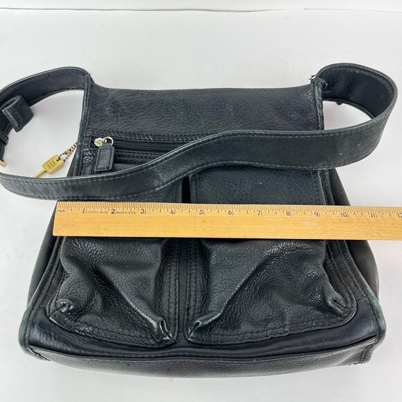 Fossil Black Leather Purse Shoulder Saddle Bag - Picture 9 of 10